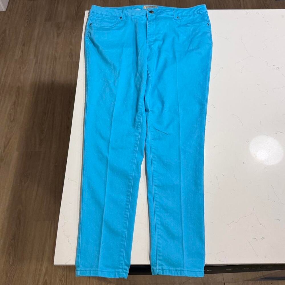 Bright blue skinny jeans